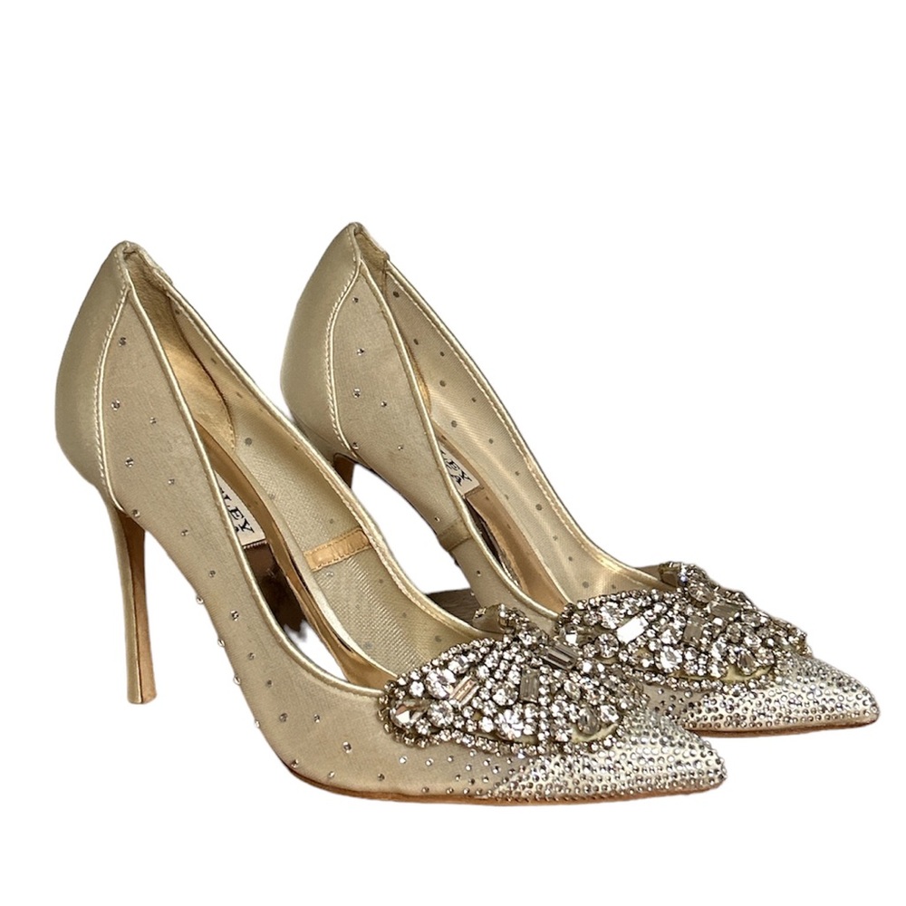 Badgley Mischka Quintana Mesh Embellished High-Heel Pumps Size:5.5 NWOB